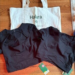 HALARA Elegant Black Crop Tops and duffle